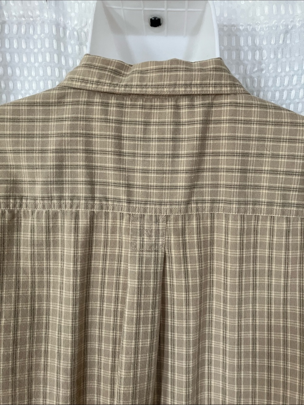 Vintage Woolrich Plaid Camp Short Sleeve Shirt Tan 100 % Cotton Large - Picture 6 of 10